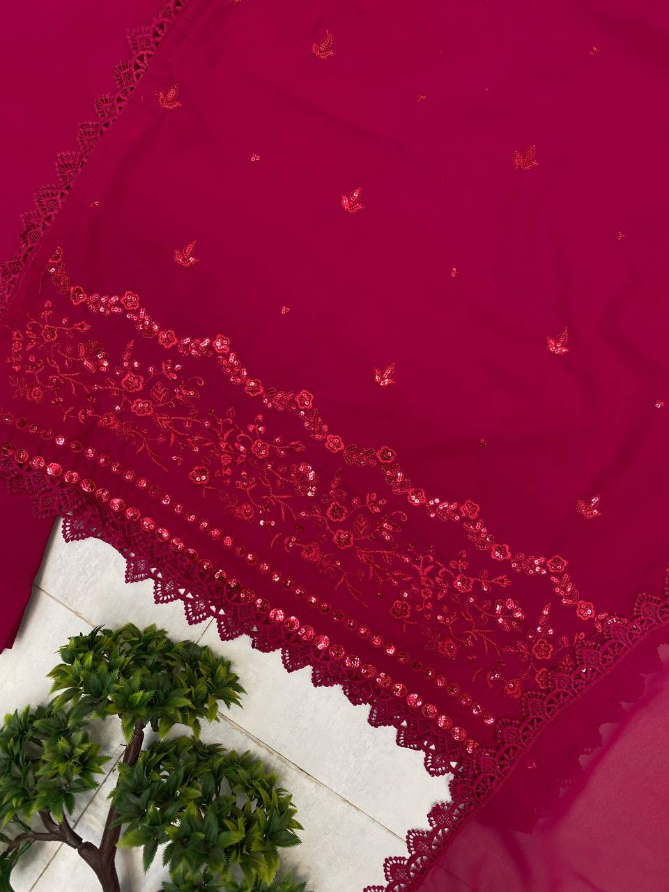 The Ruby Wine Flowing Couture Set